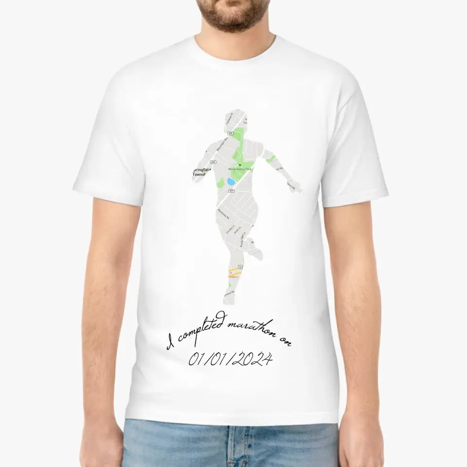 I ran a Marathon - Personalized maps,date Tshirt