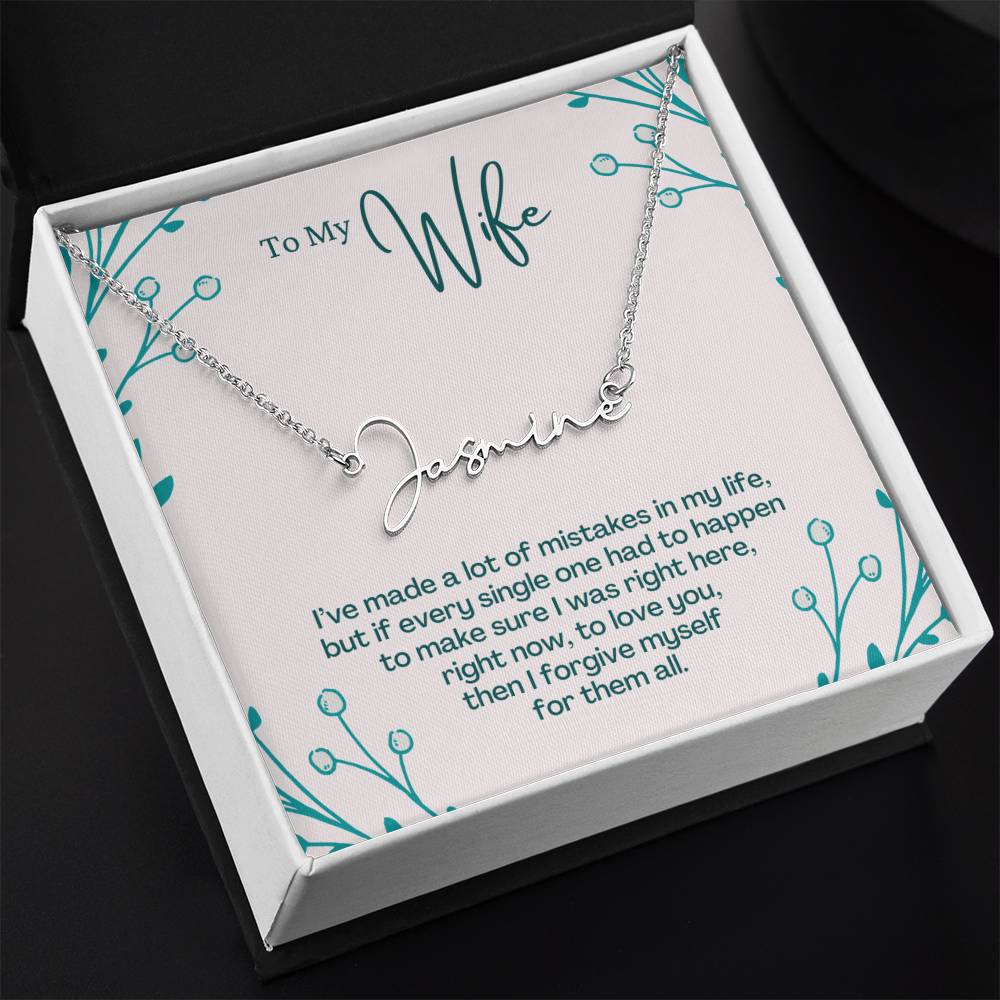to wife Signature Name Necklace