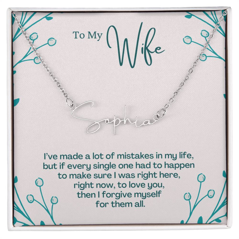 to wife Signature Name Necklace