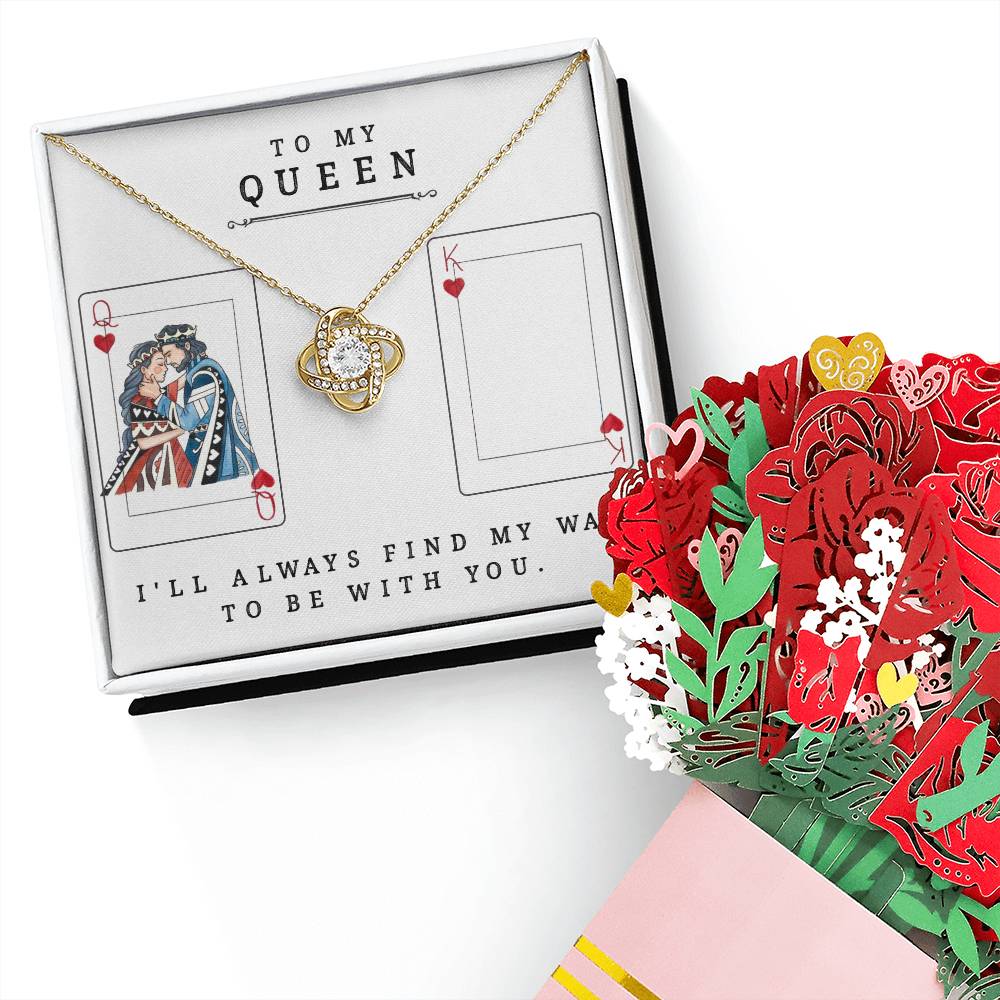 To My Queen Love Knot Necklace + Faux Flower Bouquet