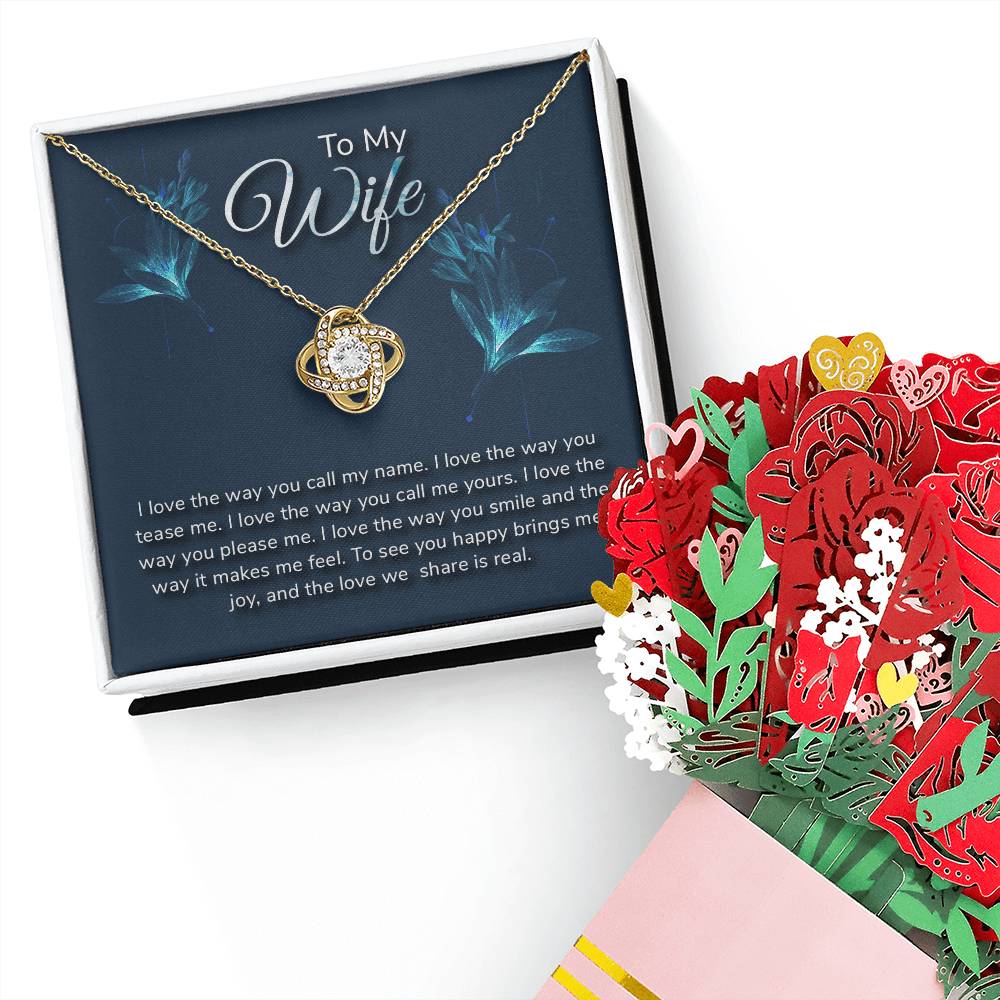 To my wife-I love the way Love Knot Necklace + Faux Flower Bouquet