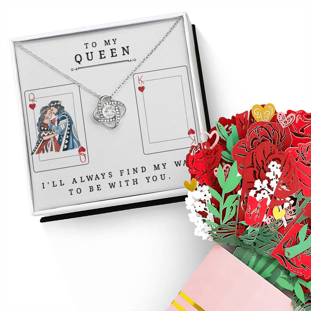 To My Queen Love Knot Necklace + Faux Flower Bouquet