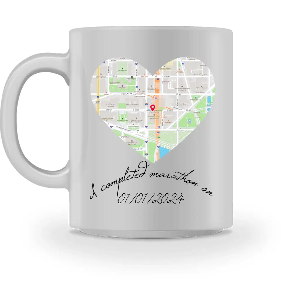 I ran a Marathon Mug - Personalized Map and Date