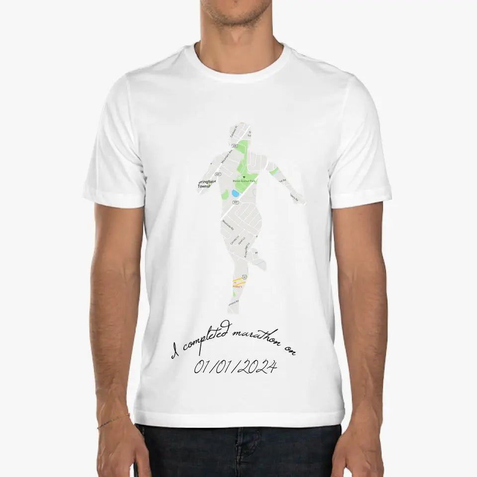 I ran a Marathon  - Personalized maps,date Tshirt