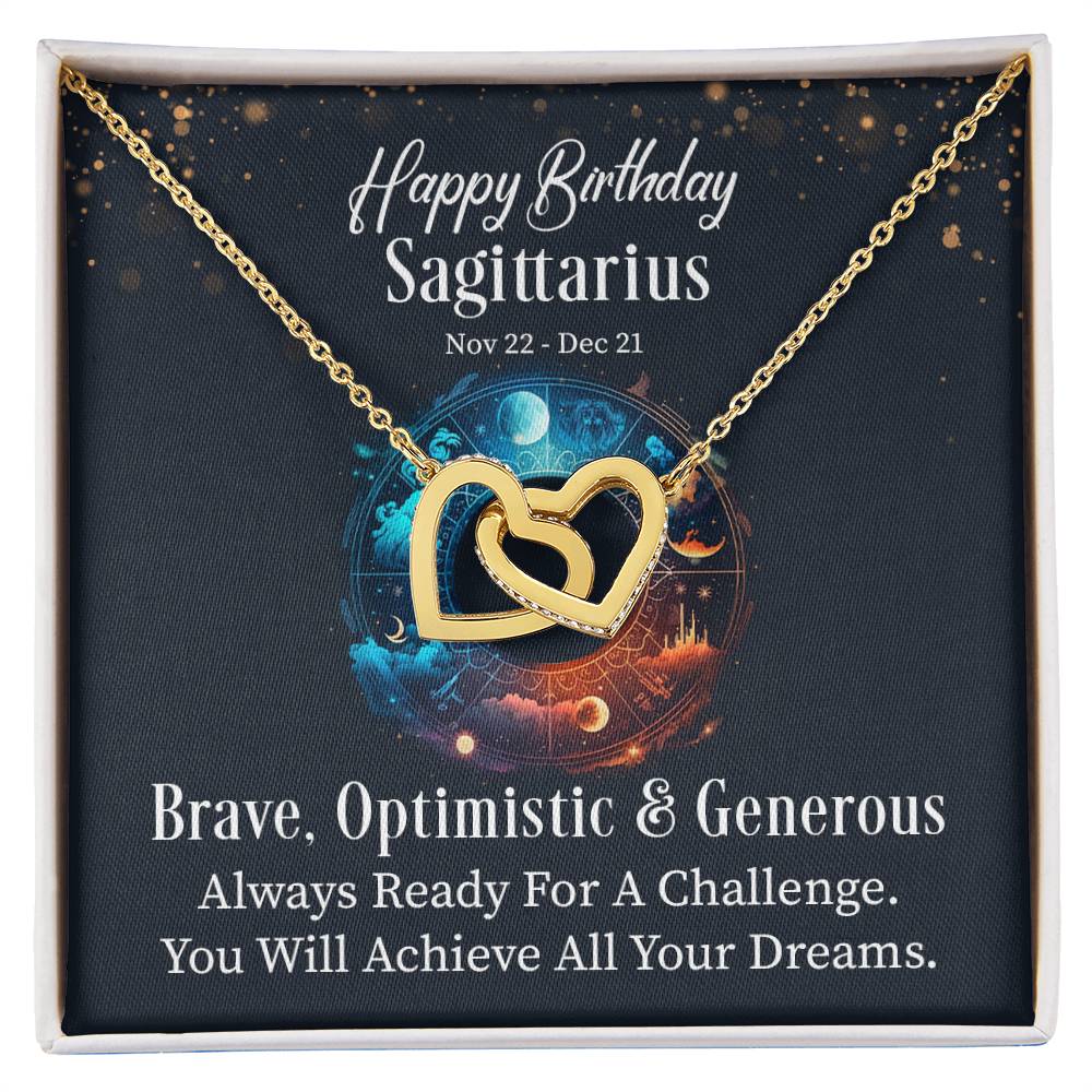 Happy Birthday Sagittarius Interlocking Hearts Necklace for Special Occasions