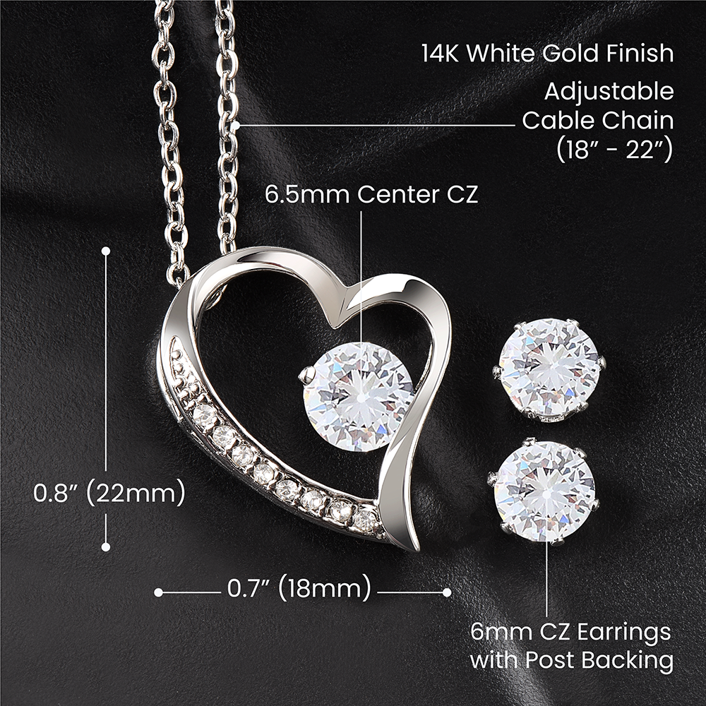 Forever Love Necklace and Cubic Zirconia Earring Set