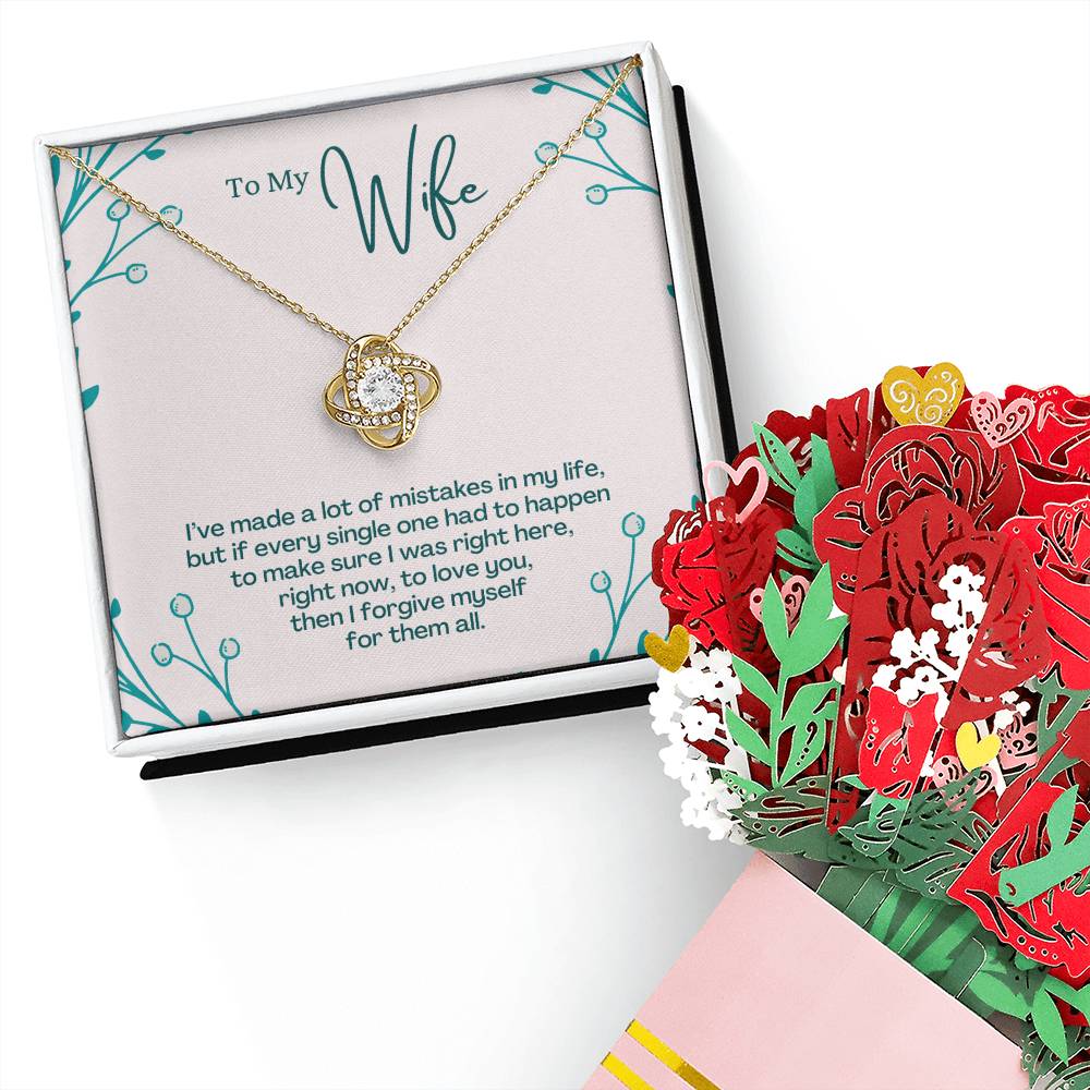 to wife Love Knot Necklace + Faux Flower Bouquet