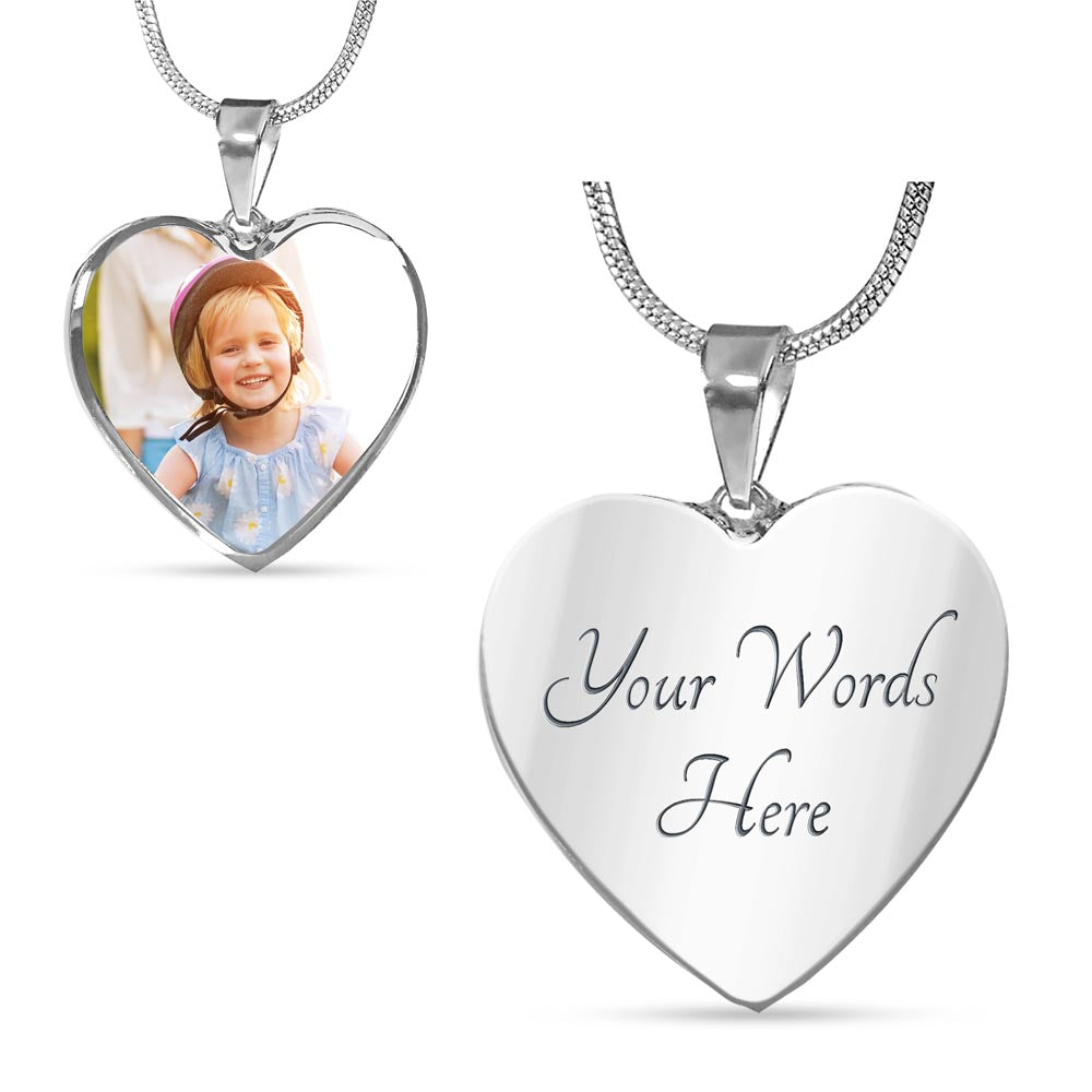 PERSONALIZED HEART CUSTOM PICTURE NECKLACE, PERSONALIZED HEART PHOTO NECKLACE