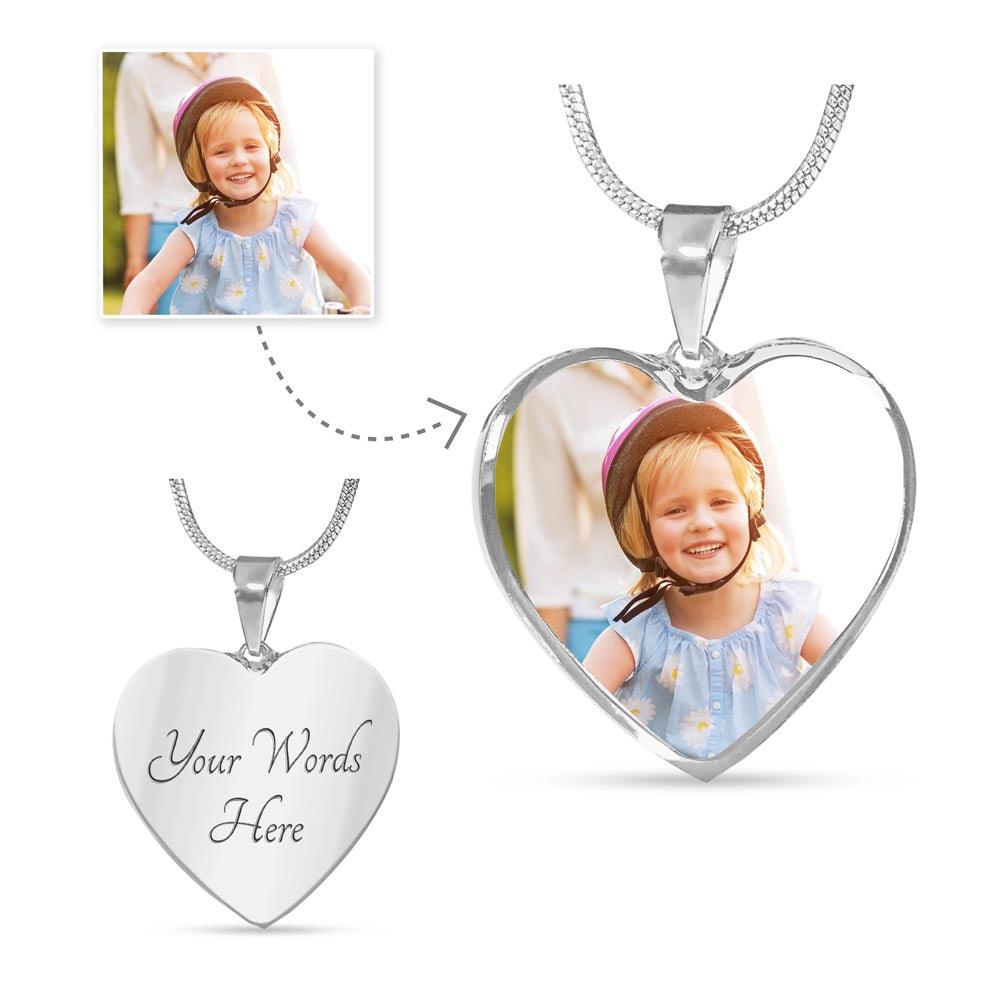 PERSONALIZED HEART CUSTOM PICTURE NECKLACE, PERSONALIZED HEART PHOTO NECKLACE