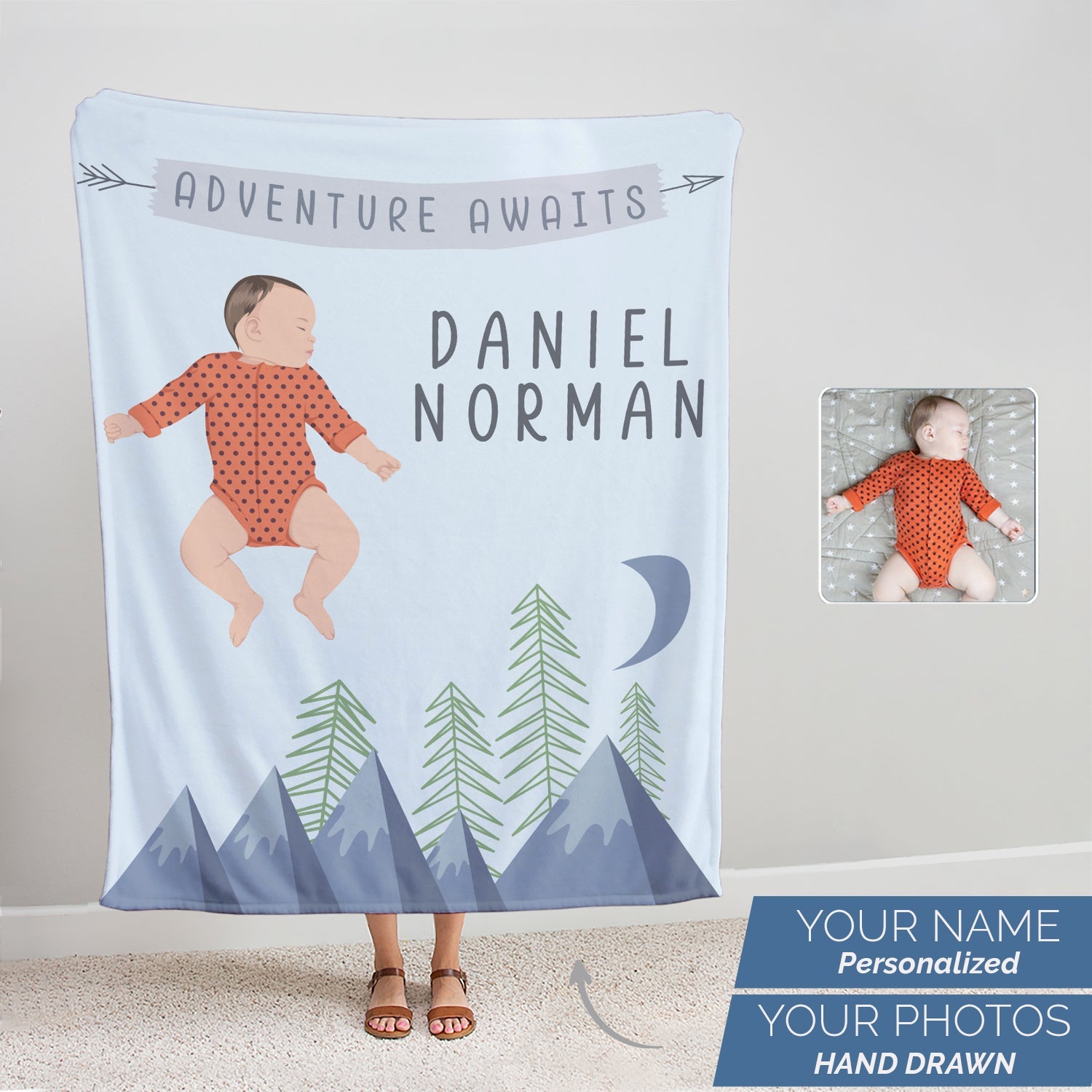 Personalized Adventure Awaits Baby Blanket